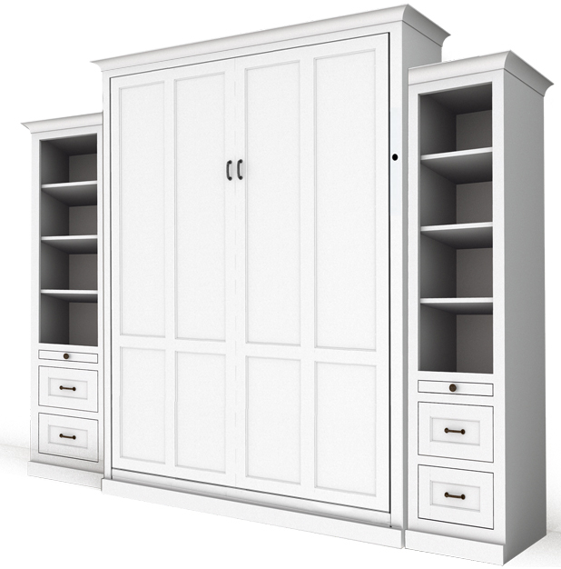 1066S PM IS 626 desk with sides SALE - Queen Vertical Shaker Panel Murphy Bed with two 18" Side Cabinets- Painted Maple
$5760.00 (retail $6515.00)