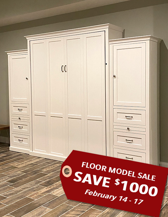 106S 130S2 FMS 550x770 SALE tag SALE!!! Queen Vertical Shaker Panel with 24” Side Cabinets with Bookcase Cabinet over 3 Drawers - Painted Maple
$5745 — $1000 off retail