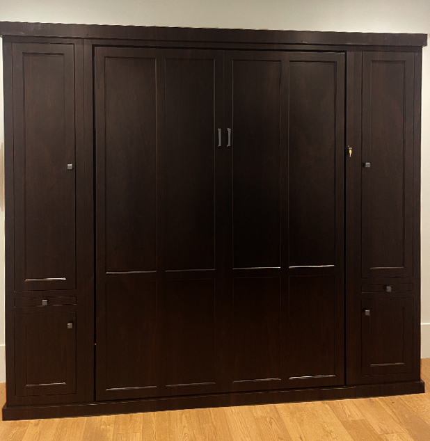 106S C120S SM IS 626 flat photo Queen Shaker Panel Murphy Bed and two 18" Layout 1 sides - Maple Stained Onyx
$6500.00 (retail $7222.00)