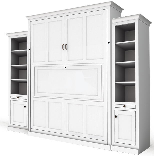1166S PM IS 626 desk with 120 sides Queen Vertical Shaker Panel Murphy Bed with Dropdown Deak two 18" Layout 1 Side Cabinets - Maple Painted White
$6695.0