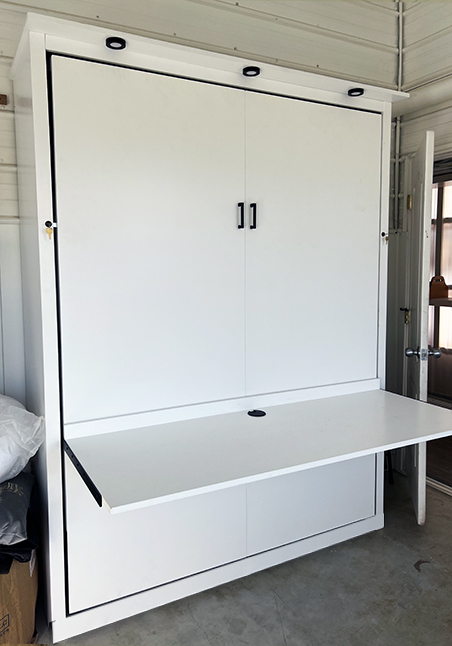 Woodshop Contemporary Auto desk_lg Save $521 - Queen Vertical Contemporary Auto-desk Murphy Bed w/Light Bridge - Painted Maple White
$4436.00 (Retail price $4957)